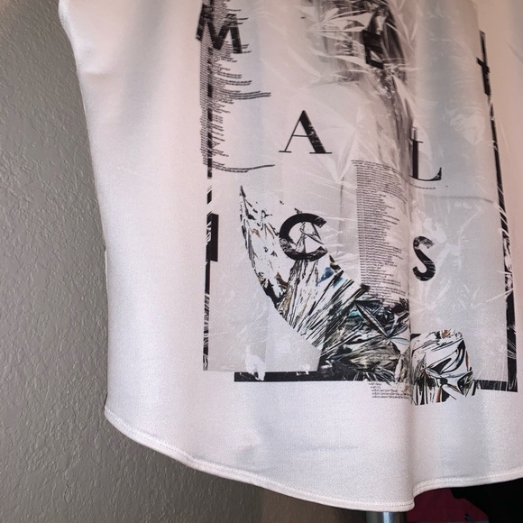 ZARA W/B COLLECTION White METALCS Tee - Picture 2 of 8
